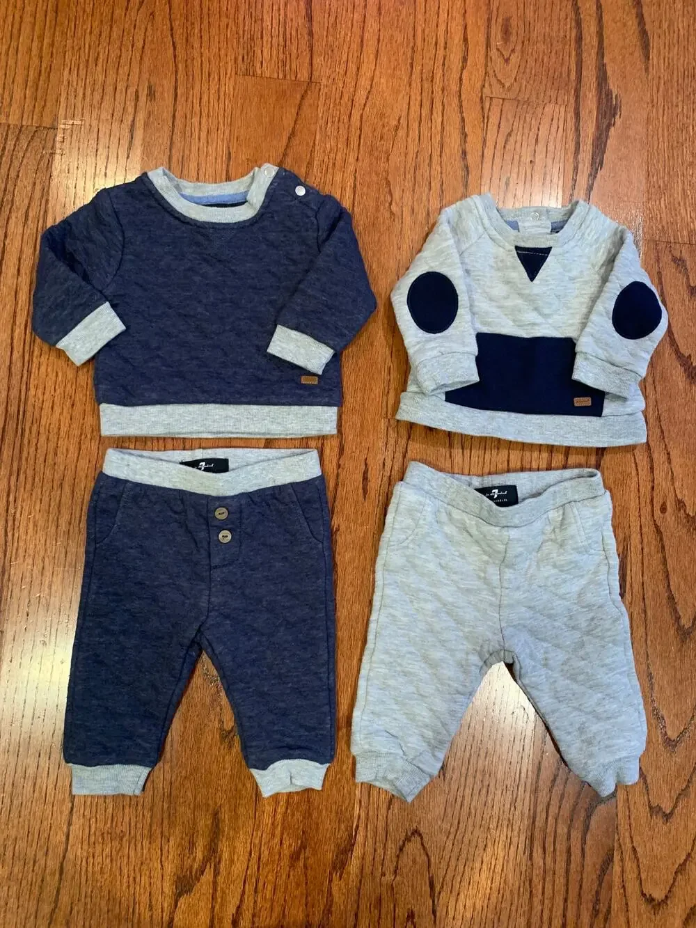 7 for all Mankind Pullover Jogger Sets (2) | Navy & Gray | 0-3 months